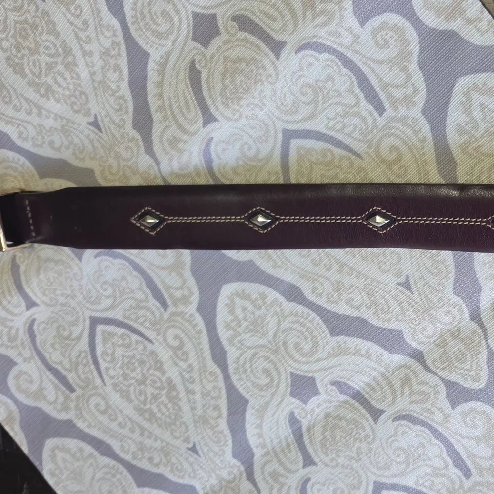 VINTAGE Brighton Dark Brown 100% Leather Rivet Belt Size 42
